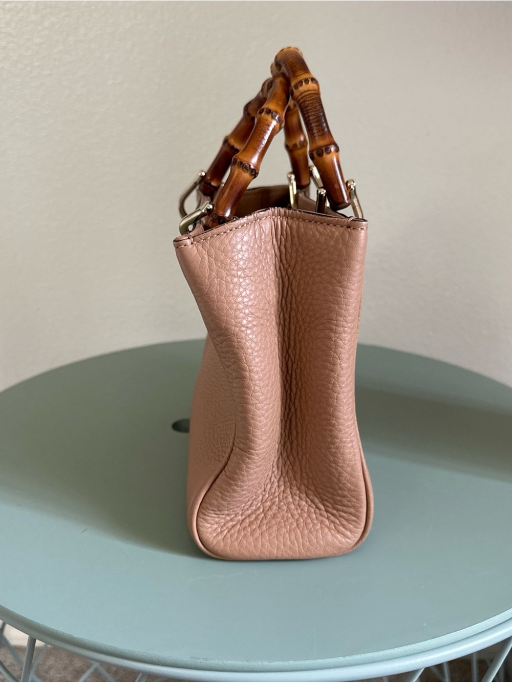 Gucci Pebbled Leather Bamboo-Handle Satchel in Dusty Rose/nude - Picture 2 of 8